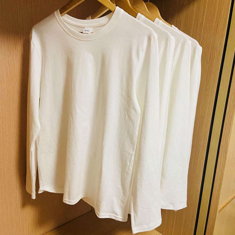 Exported to Japan 220g Heavyweight Pure Cotton Long Sleeve T-Shirt Loose Fit Unisex Solid Color Base Shirt Trendy Casual Sweatshirt