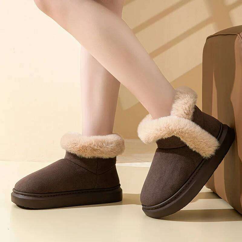 Litfun Winter Furry Snow For Women Casual Ankle Platform Non-slip Plush Lining Cozy Warm Women's Cotton Boots