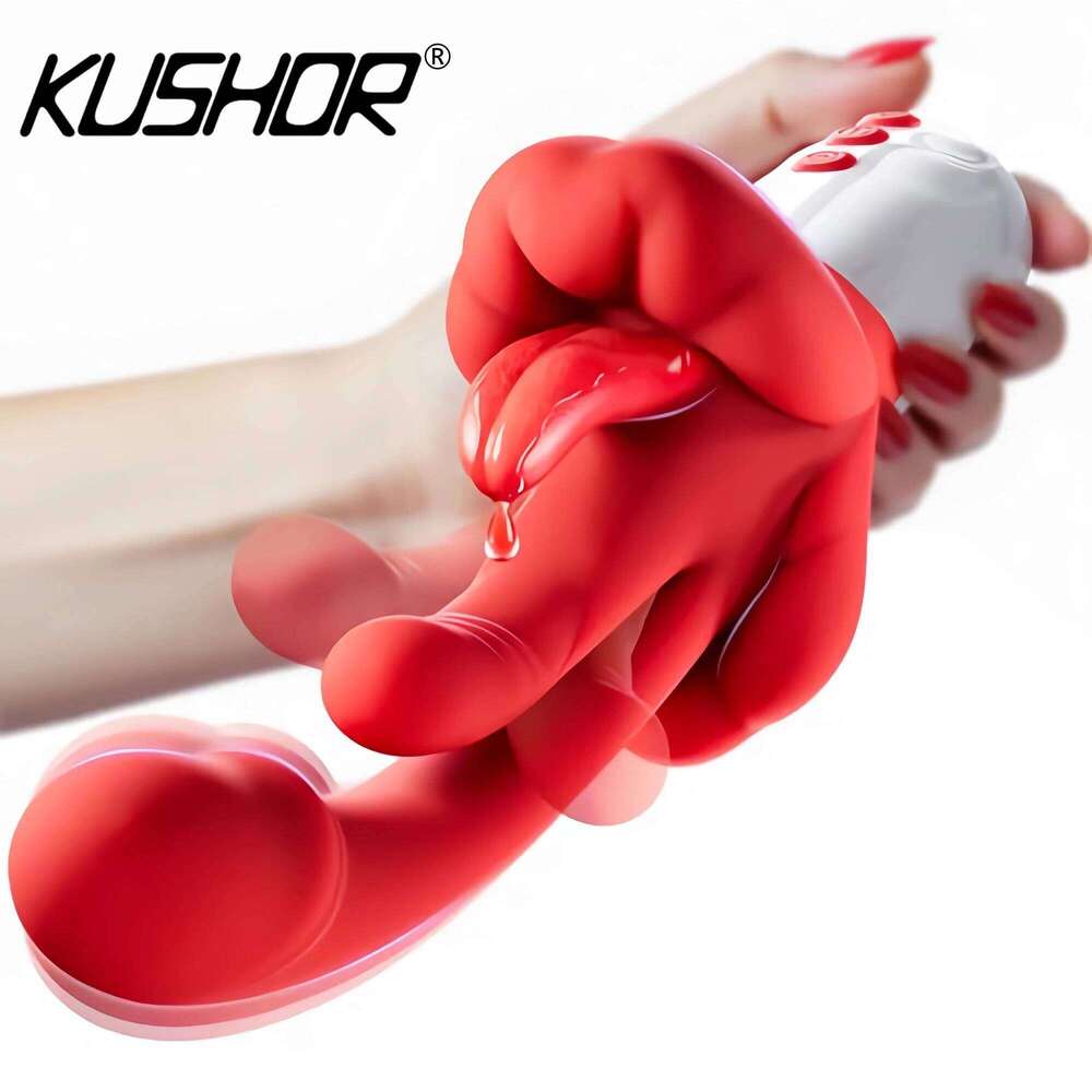 KUSHOR 5 IN 1 Dildo Vibrator for Women Swings Tongue G Spot Clitoral Stimulator Vaginal Massage Female Masturbator Adult Sex Toy W260305