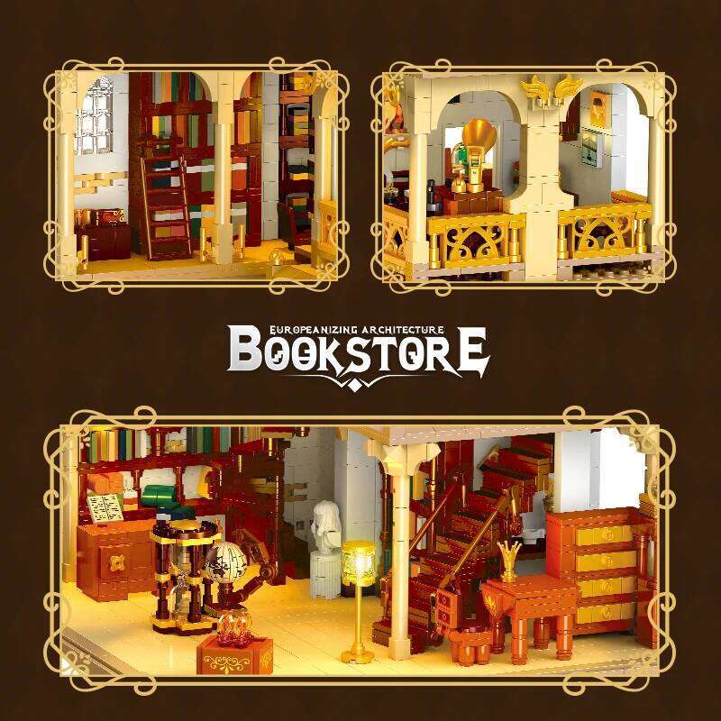 3028PCS Book House Building Blocks European Style City Street View MOC Bricks Model Set With Light Kids DIY Toys Holiday Gifts Z260305
