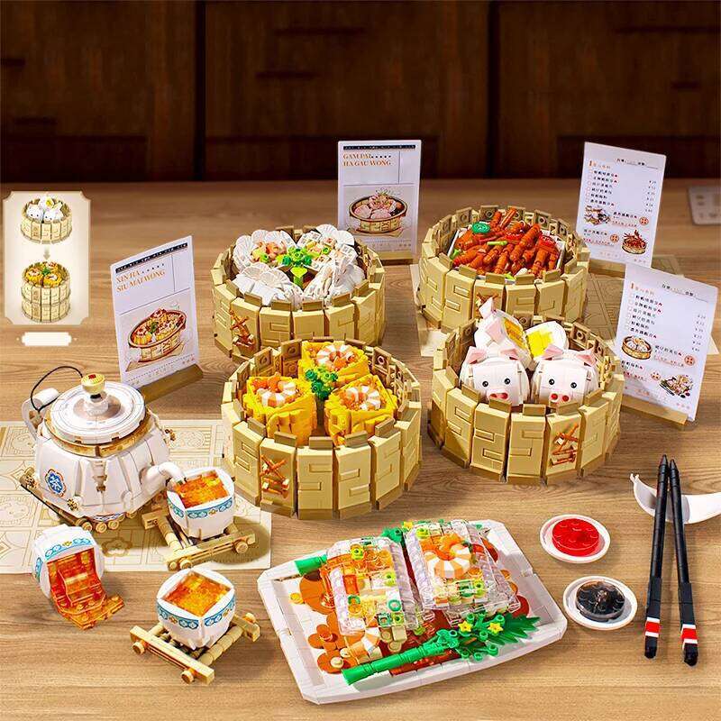 4241Pcs Culture Cantonese Building Blocks MOC Chinese Morning Tea Food Dim Sum Bricks Toys Christmas Puzzle Kids Gifts Z260306