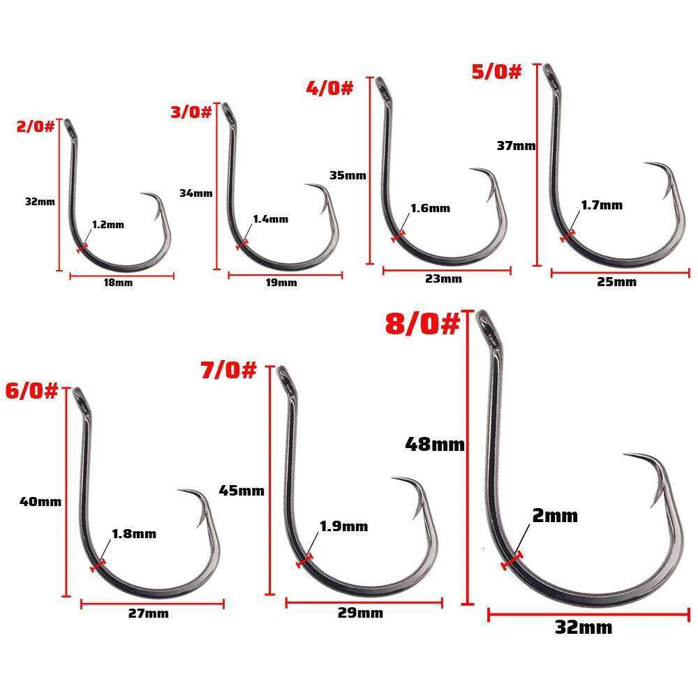 20PCS Inclined Circular Hook 7385 Strength Angle Sharp Olecranon Barbed Gear Soft Lure Octopus Fishing Tackle Circle Fishhook S260305
