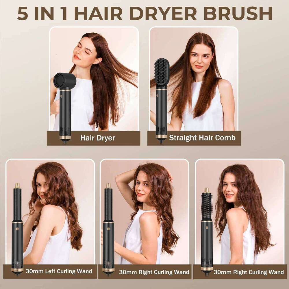 5 in 1 Electric Negative Ion Straightener Comb Curling Iron Detachable Multifunctional Heating Brush Hair Dryer 26Y0306