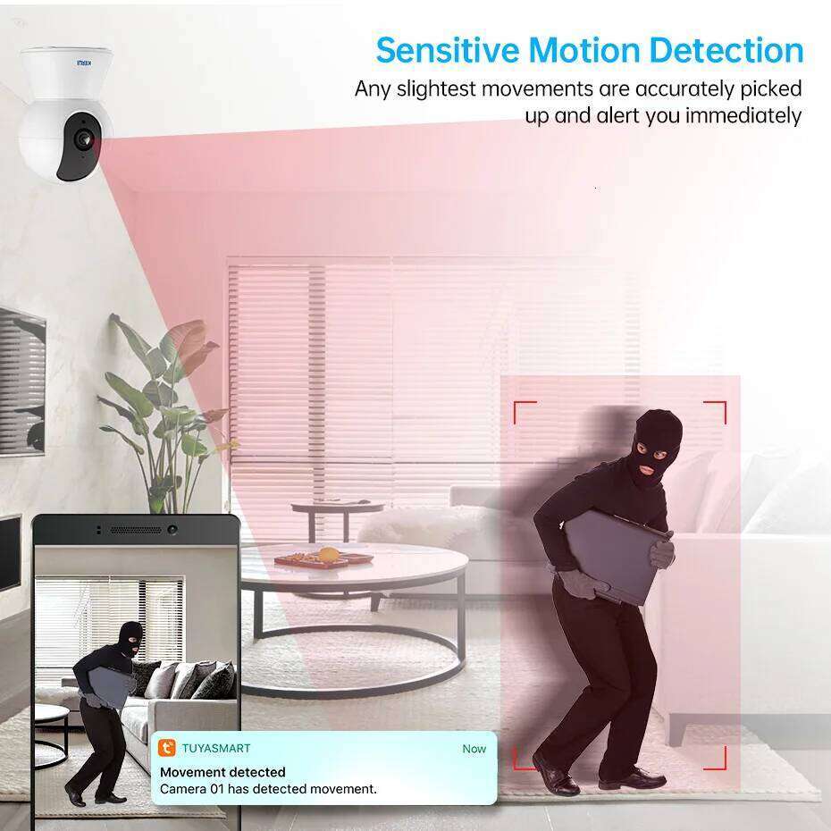 KERUI 4K 8MP Tuya Smart Mini WiFi IP With Bracket Indoor Wireless Home Security AI Human Detect CCTV Surveillance Camera 26W0306