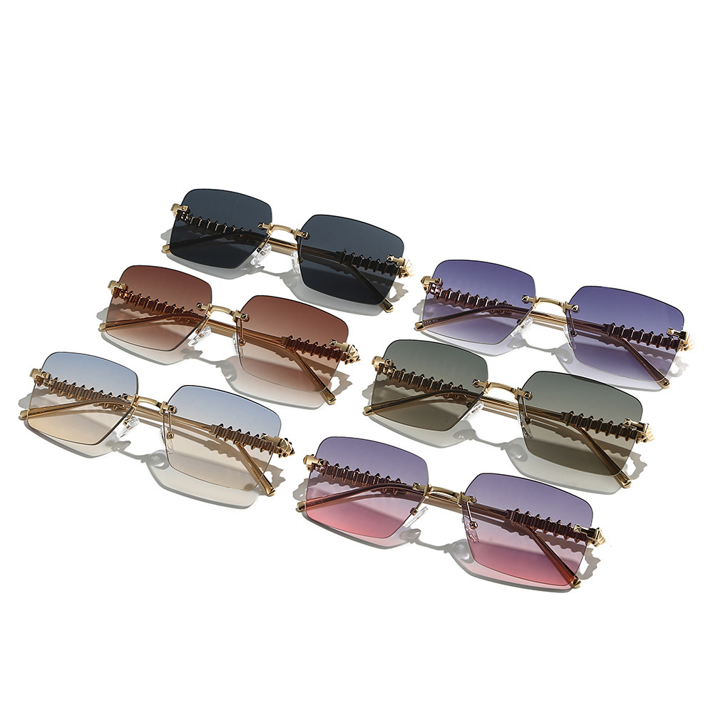 25 new models of frameless metal rivet leg sunglasses, European American fashion, stylish unique, high-end sunglasses for men women, simple and exquis