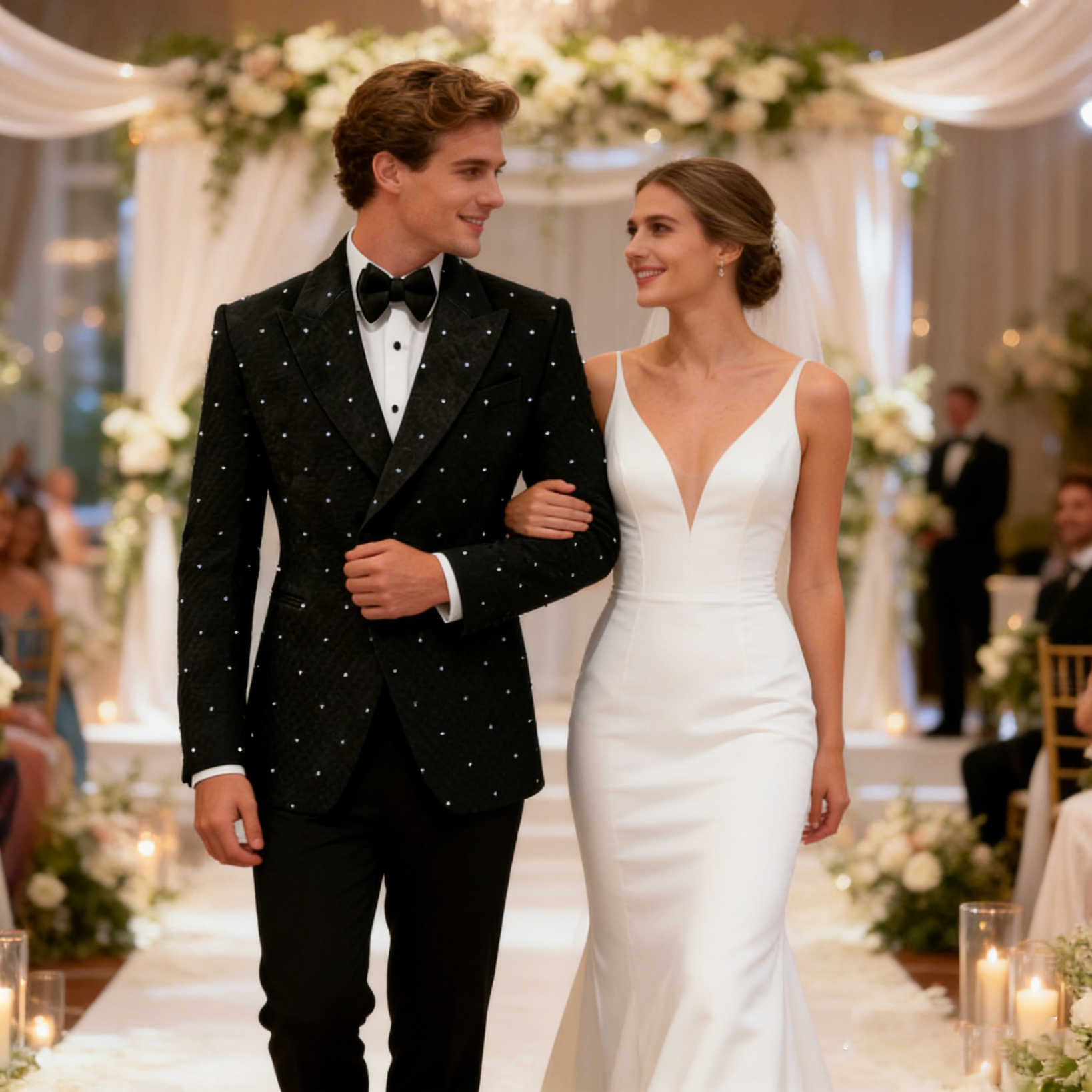Classic Crystal Wedding Groom Suit 2-Pieces Blazer Pant Peaked Lapel Formal Occasions Party Customized Ropa Hombre