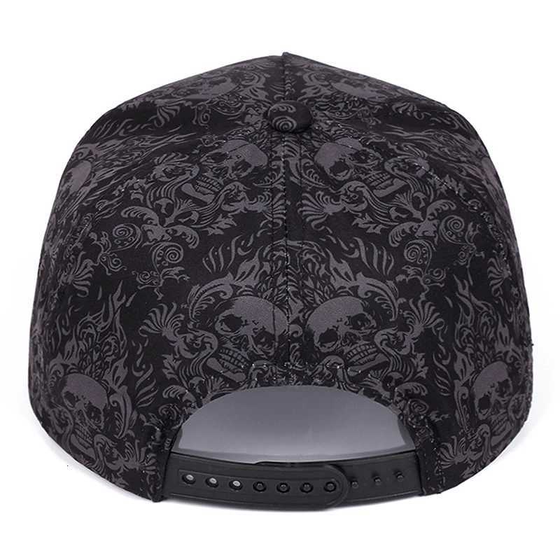 2025 New Fashion Baseball Hat Full Skull Print Street Hip Hop Hat Outdoor Daily Decoration Hat Sunshade Hat Unisex Flat Edge Hat S260306