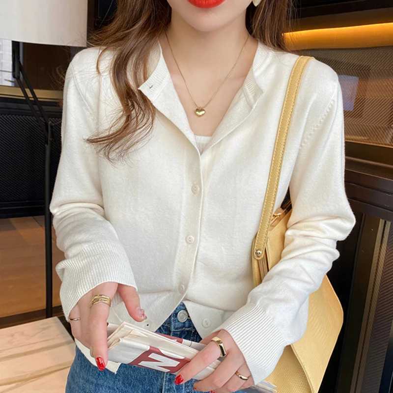 Long Sleeve Cardigan Warm Sweaters Autumn Winter Fashion Women Clothes O Neck All-match Ladies Solid Knitwear Tops M260306