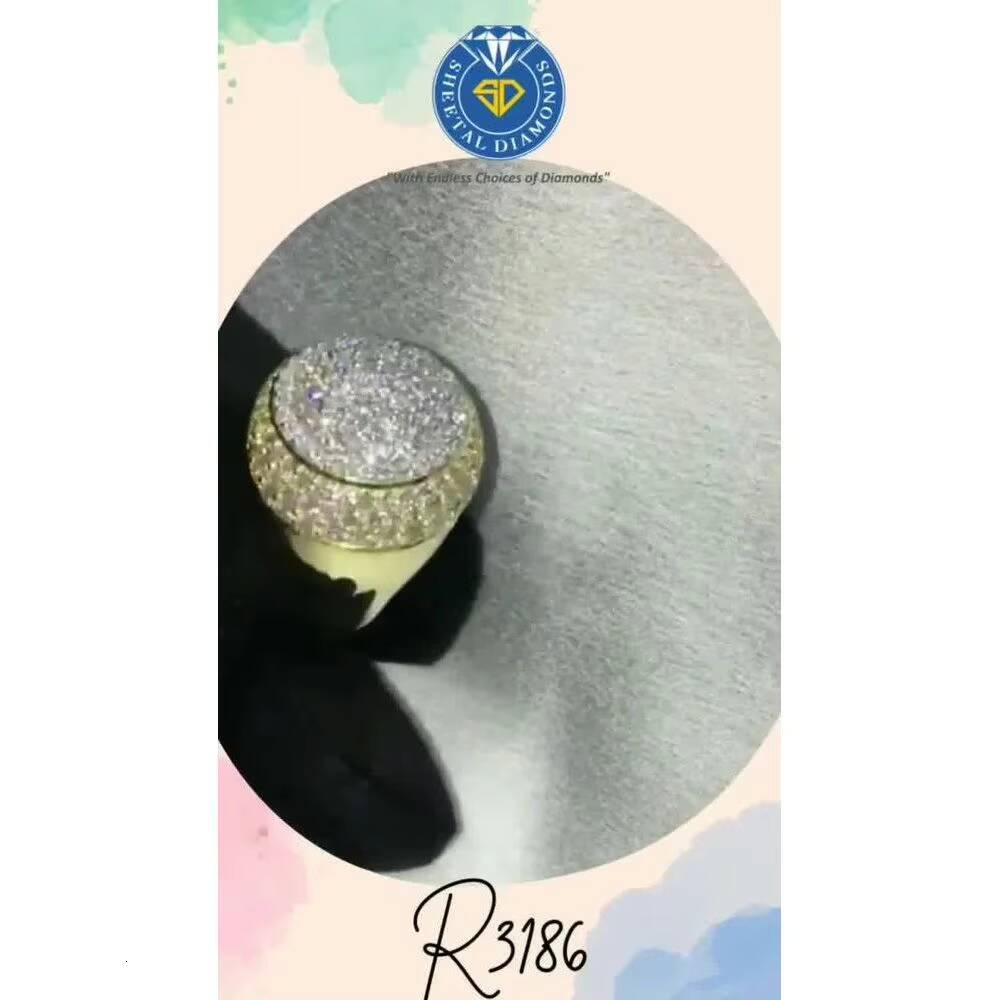 Mens Real Diamond Ring Retro Hip-hop Style Rose Gold Gold Plated Inlaid with Claw Setting Geometric Shape for Parties