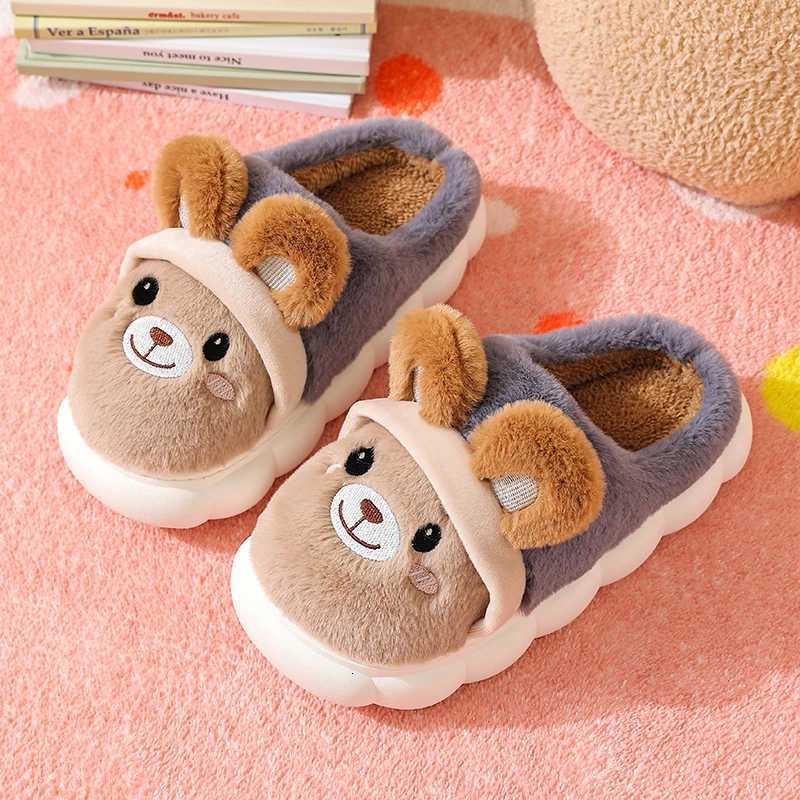 2025 New Boys Girls Warm Slippers Winter New Cartoon Animal Cotton Slippers Non Slip Comfortable Soft Sole Plush Cotton Shoes S260305