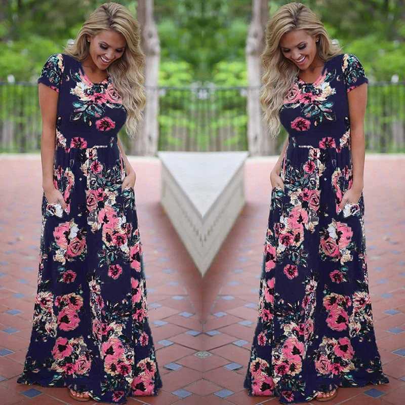 Women Summer Floral Print Maxi 2025 Loose White Boho Beach Dress Women Vintage Evening Party Long Dress Vestidos Female Robe X260306