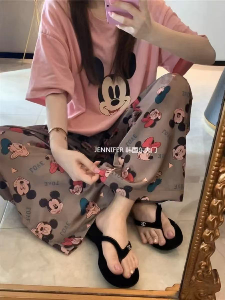 B1453-Light luxury high-end ice silk pajamas women 2025 summer short-sleeved shorts dormitory home clothes suit