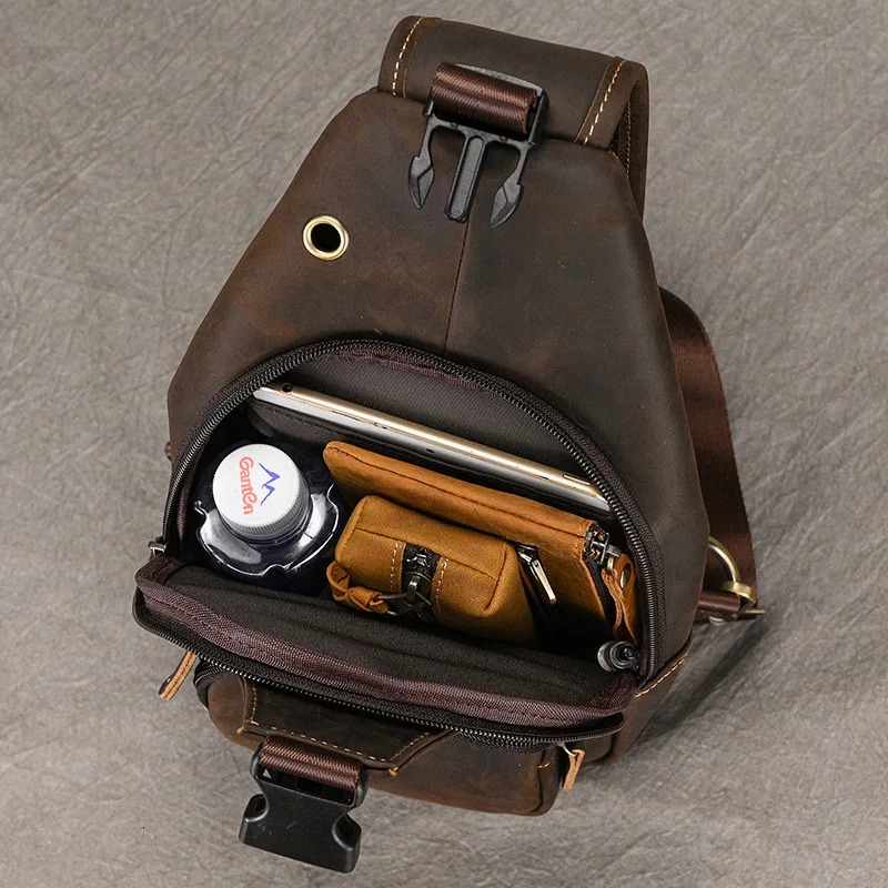 Luufan Leather Mens Chest Bags iPad Mini Cow Leather Shoulder Bags Casual Sporty Male Anti Theft Chest Pack Slim Bag For Men 260305