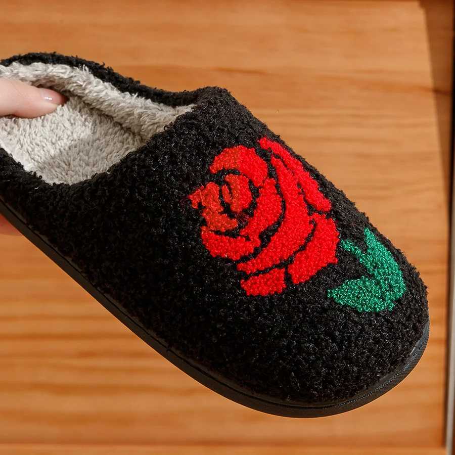 Women Winter Slippers Romantic Rose Home Warm Passionate Love comfortable Leisure Anti Slip Cotton Shoes Lover Girlfriend Gift S260305