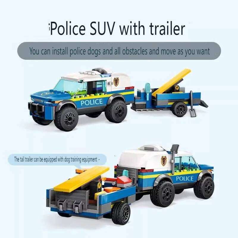 Suitable for urban series mobile police dog training ground building blocks children's assembly toys boys Christmas gifts Z260306