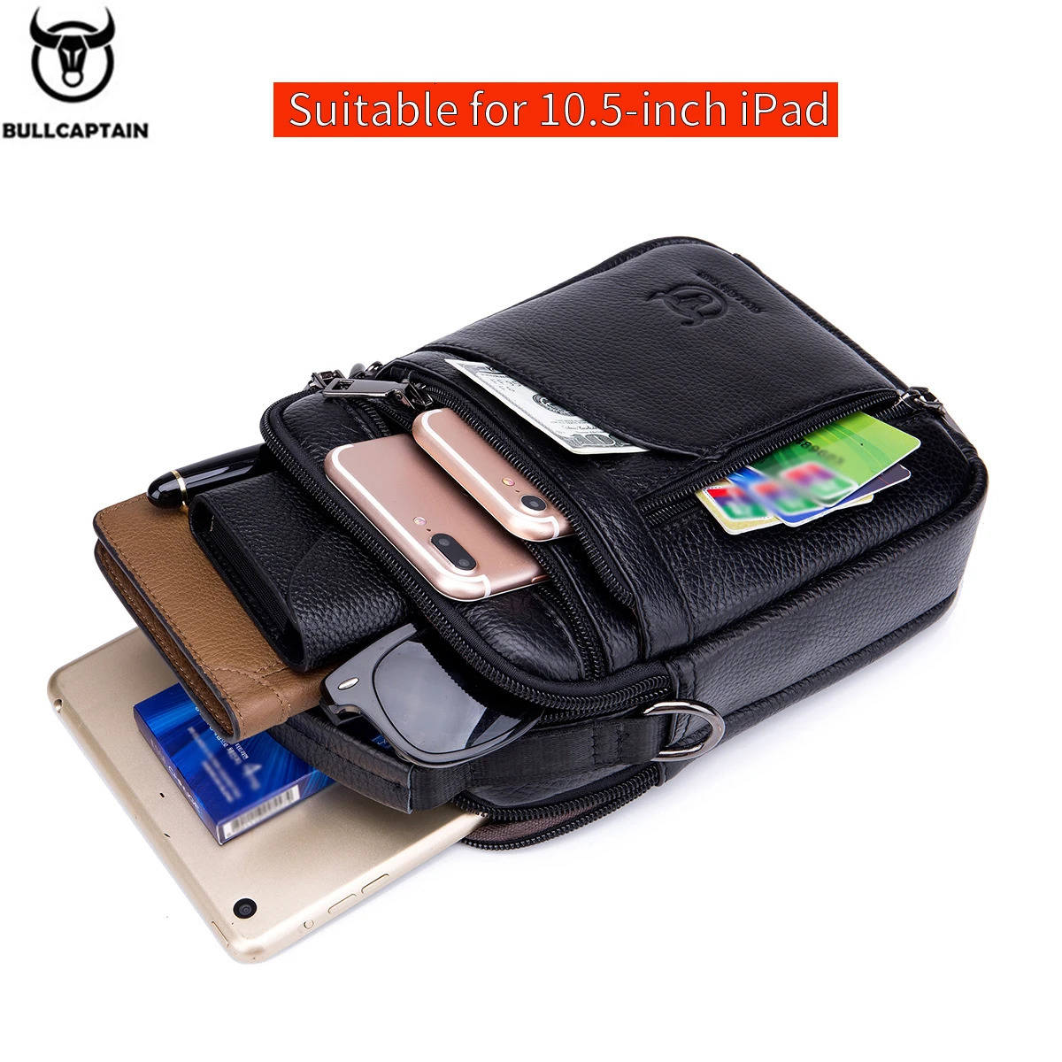 BULLCAPTAIN Men Bag Genuine Leather Man Crossbody Shoulder Bag Small Business Bags Male Messenger Leather Bags 260305