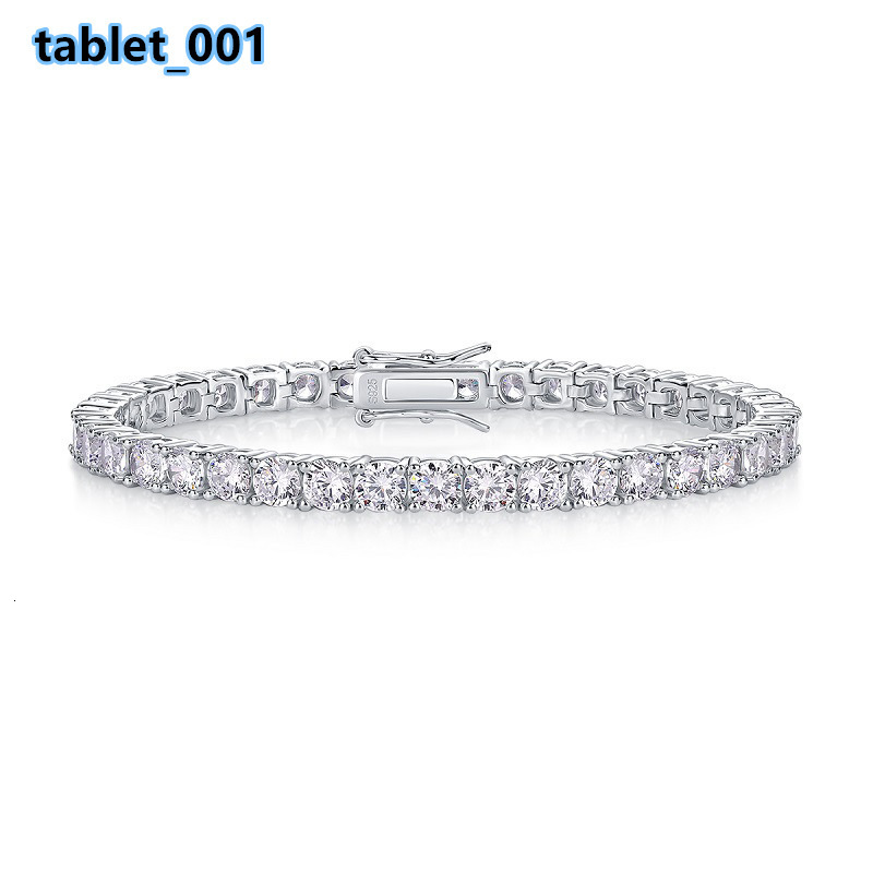 S925 Sterling Silver Four-Prong Moissanite Lobster Clasp Bracelet Customizable Single-Row Tennis Bracelet 18K Gold Plated Gift
