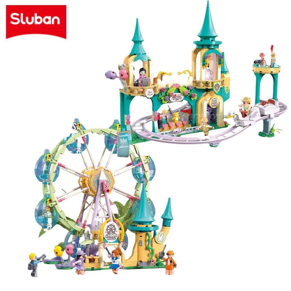 Sluban NEW Dream Princess World Amusement Park Ferris Wheel Castle Model Building Blocks Sets Educational Toys for Girls Gift Z260305