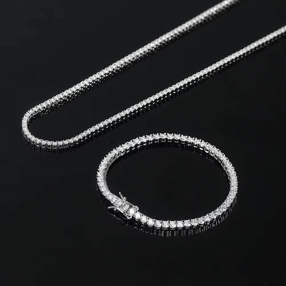 High Quality Sterling Silver Tennis Chain Bracelet Hip Hop Style Moissanite Diamond Tester Bracelet Moissanite Bracelets Bangles