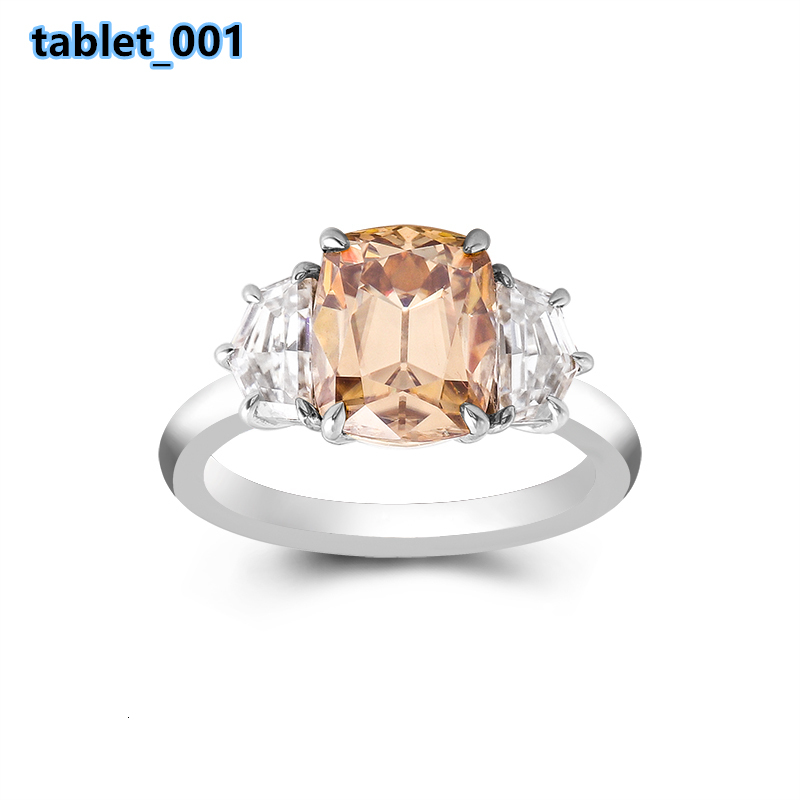 4 CT Champagne Cushion Cut Moissanite Engagement Ring Cadillac Cut Diamond Three Stone Ring 14K White Yellow Gold Jewelry