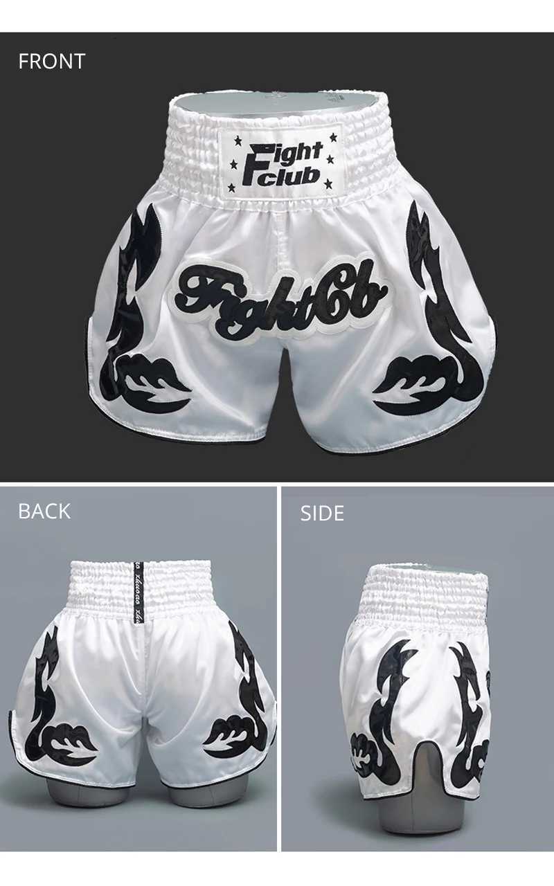 Muay Thai Shorts Fluorescent Green Thai Boxing Shorts Men Women Kids Satin MMA Clothes Fitness Sports Fight Kickboxing Shorts X260306