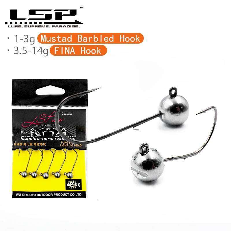 LSP jig head Hook 1g 1.5g 2g 2.5g 3g 3.5g 5.3g 7g 10g 14g Barbed Fishhook Fishing Tackle Accessories Kit Pesca S260305