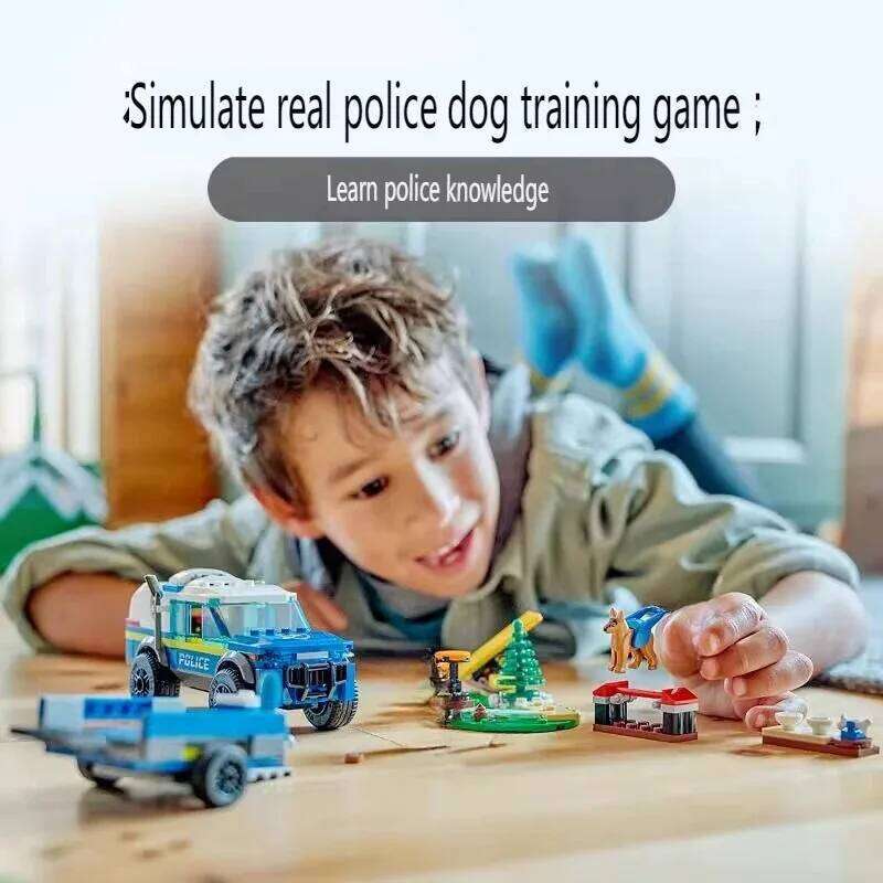 Suitable for urban series mobile police dog training ground building blocks children's assembly toys boys Christmas gifts Z260306