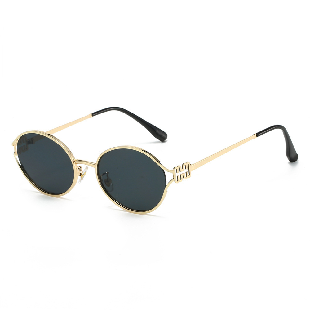 25 new frame metal sunglasses for women, fashionable and high-end, anti-blue light, round frame, unique design