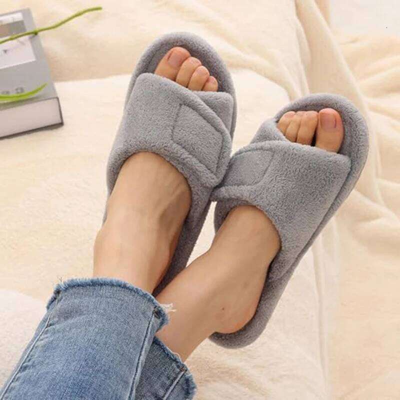 Litfun Winter Coral Fleece Women's With Arch Support Furry Warm Cozy Orthopedic Slides Slippers For Plantar Fasciitis