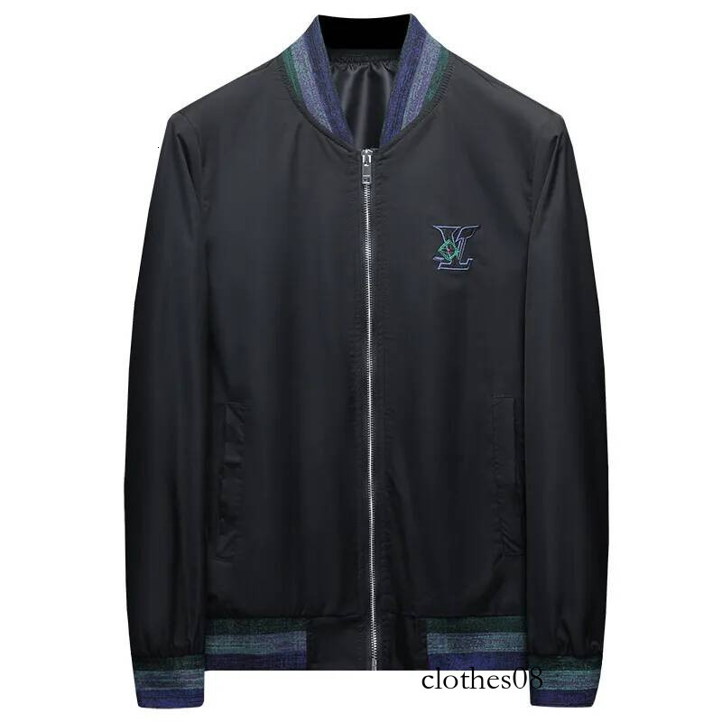 Men's Baseball Collar Embroidered Jaet Premium Casual Faion Outerwear Long Sve Thermal Polyester Fibre Spring Autumn