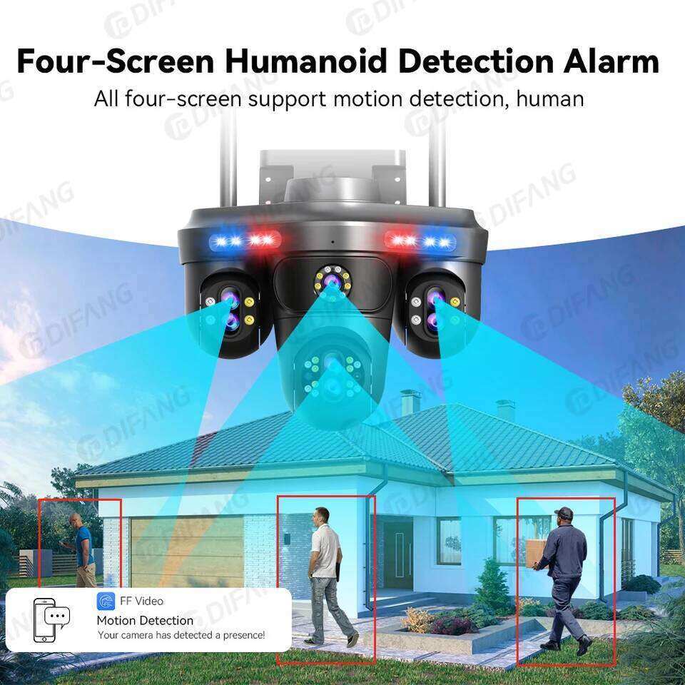 RDV DIFANG 35MP WiFi IP 4 Screens 7 Lens 10X Zoom Outdoor Wireless PTZ Security Cam Auto Tracking CCTV Surveillance Camera 26W0306