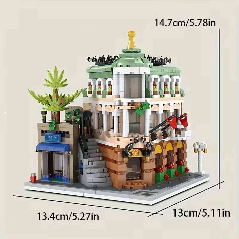 1362-Piece Corner Boutique Hotel Set, a Perfect Gift for Home Decoration and Building Block Enthusiasts Z260305