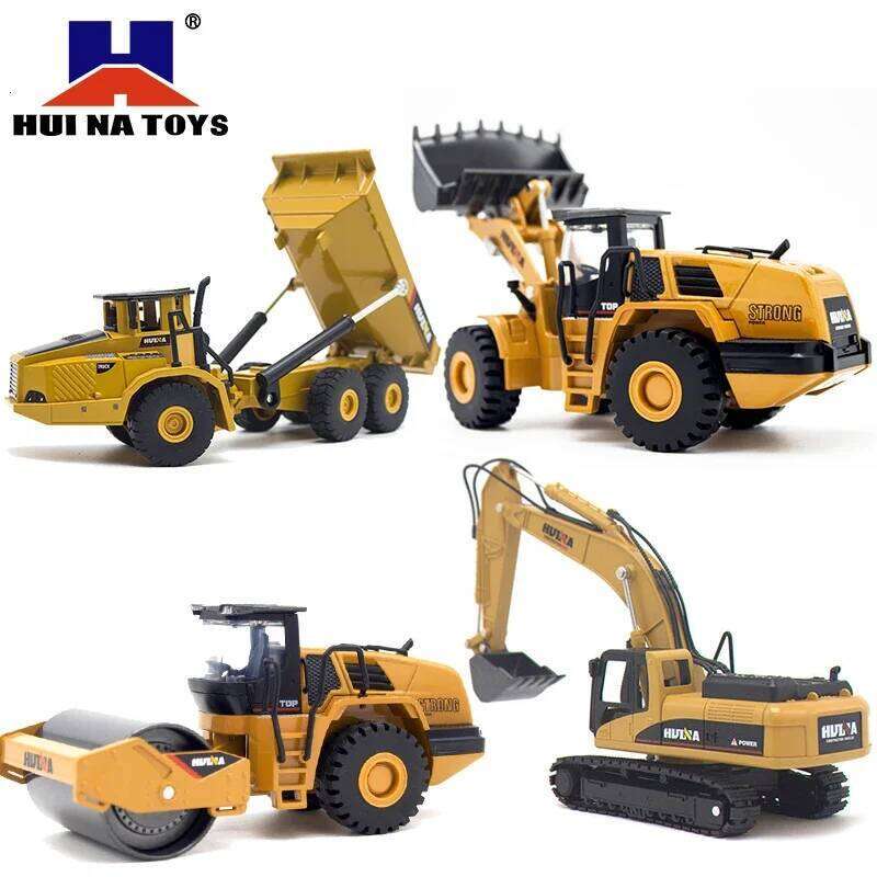 Huina 1:50 static mixer dump truck loader roller vehicle suit excavator children's toy engineering alloy model C260305