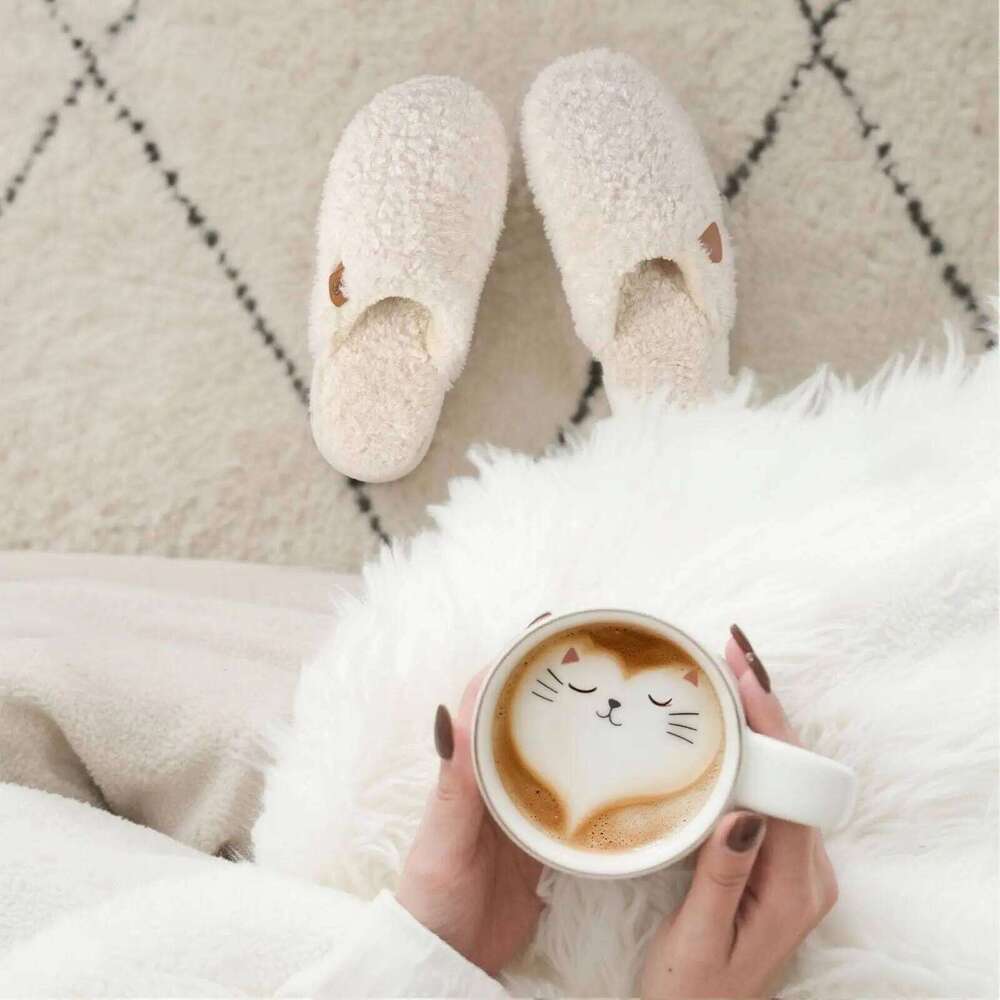 Litfun Winter Furry Cotton For Women Casual Soft Sole Slip On Flats Slides Fluffy Comfy Indoor Women's Slippers