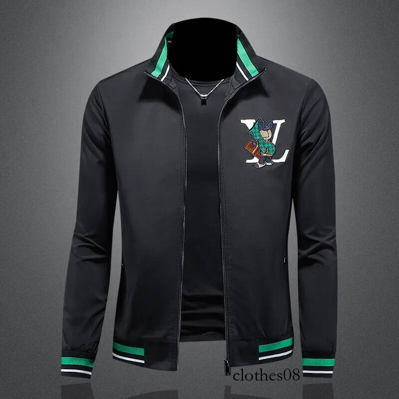 Spring 2025 Men's Slim Fit Long Sve Jaet Embroidered Sportswear Lightweight Breathable Outerwear Casual Trendy Sweatirt