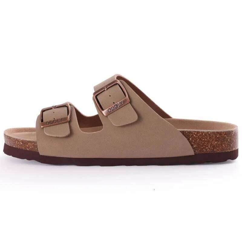Litfun Fashion Double Buckle Clogs Slippers For Women New Suede Flat Mules With Arch Support Unisex Outdoor Cork Beach Sandals