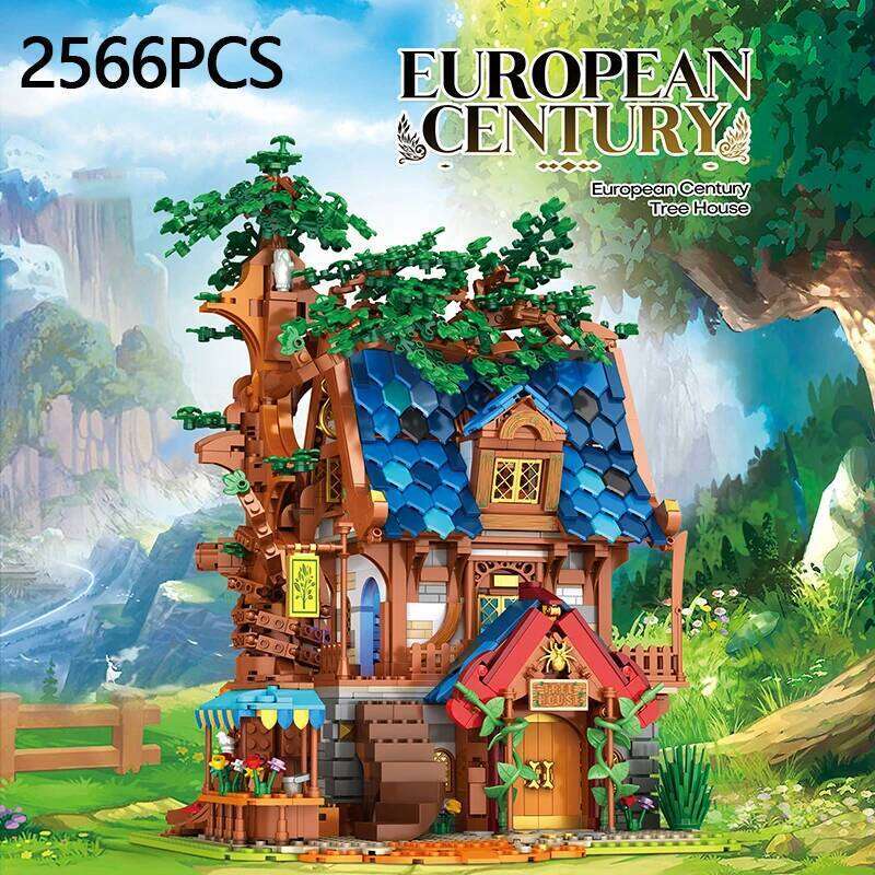2566PCS Tree House Building Blocks Medieval European City Street View Series MOC Model Bricks Toys For Children's Birthday Gifts Z260305