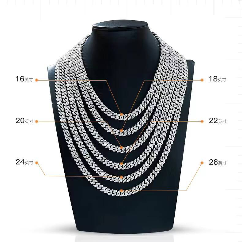 Hip Hop Style Iced Out Pave 10mm Link Chain Bracelet 925 Sterling Silver D Color VVS Moissanite Cuban Chain for Men