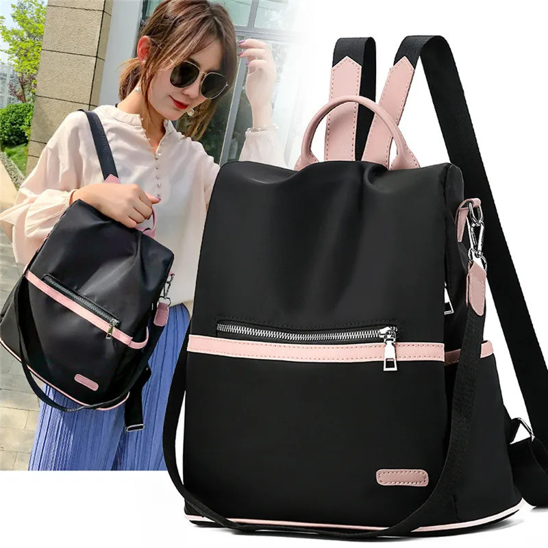Casual Oxford Backpack Women Black Waterproof Nylon School Bags For Teenage Girls High Quality Fashion Travel Tote Packbag260228