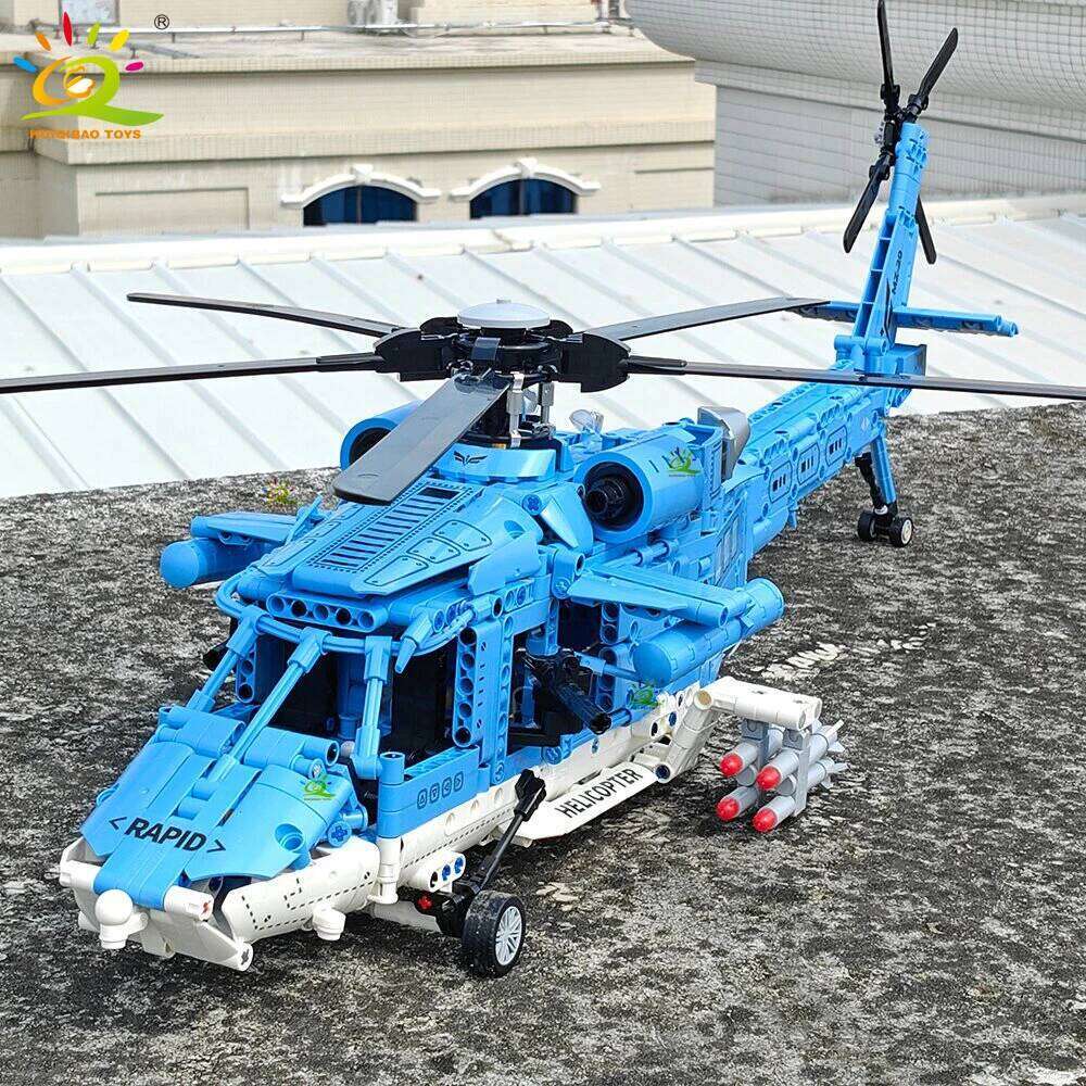 HUIQIBAO 1389PCS WW2 Military Helicopter Gunship Building Block Set for Children Airplane Weapon Bricks Toy Brick home Decor. Z260306