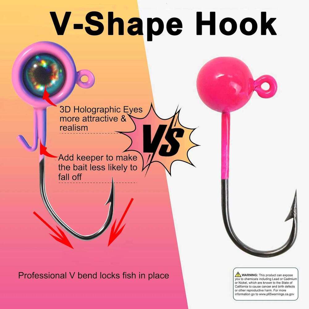 FishTrip Crappie Heads Hook 1PCS Swimbait Jig Head 3D Eyes Fishing Hooks with Wire Keeper Lures for Panfish Bass Saltwater S260305