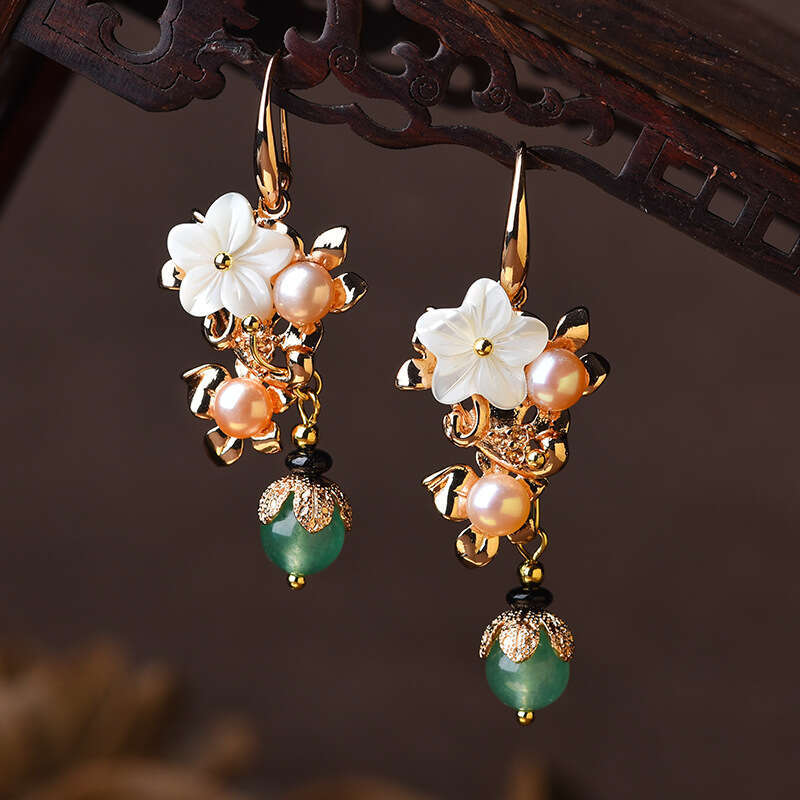 Original Ancient Street Vendor Long Pearl Personality Chinese Style Earrings For Women Yuansiqi