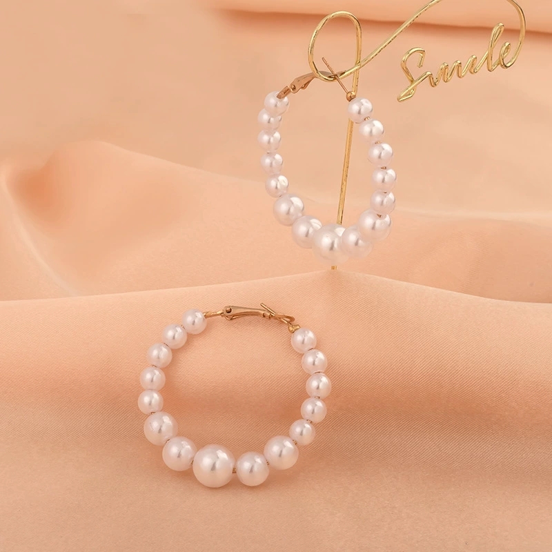 Exquisite Boho-Inspired Pearl Drop Hoop Earrings Versatile Fashion Staple