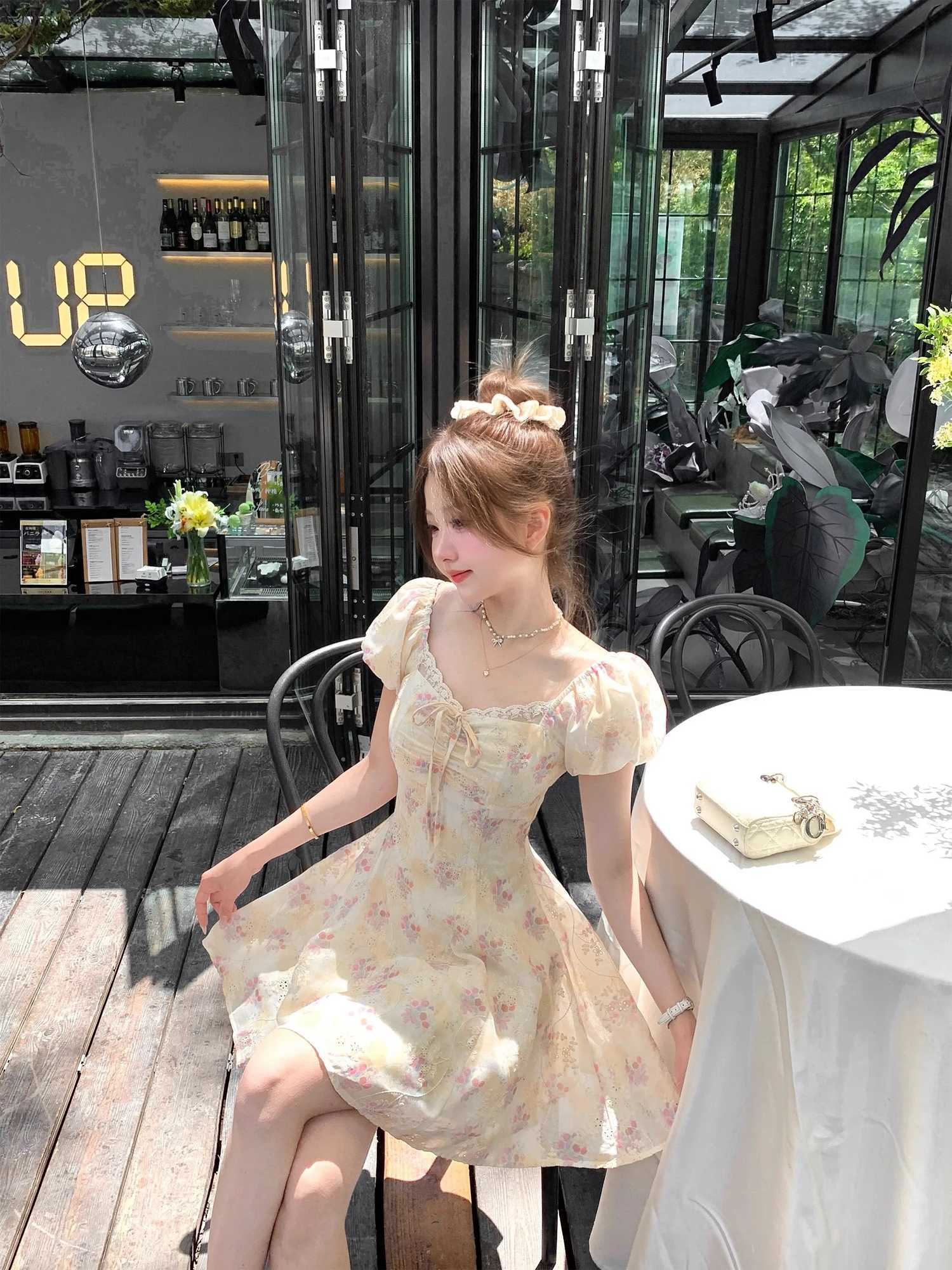 Summer 2025 Y2K Sweet Floral Print Womens Mini Dress Elegant Casual Chic A-Line Slim Birthday Clothes Female New Cute Vestidos X260306