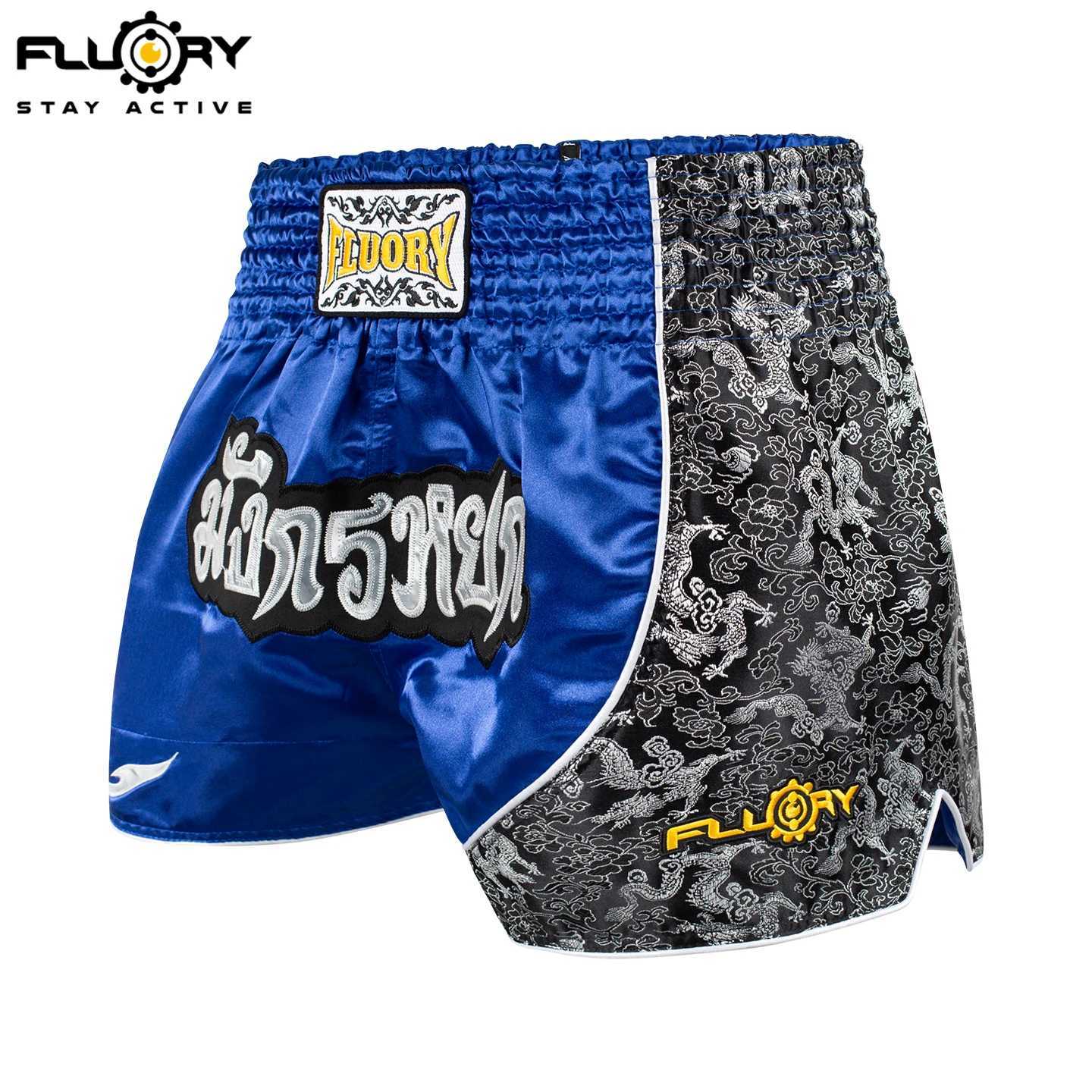 Fluory Thai Boxing Shorts Printing Fight Trunks Boxing Shorts Embroidery Patches MMA Shorts X260306