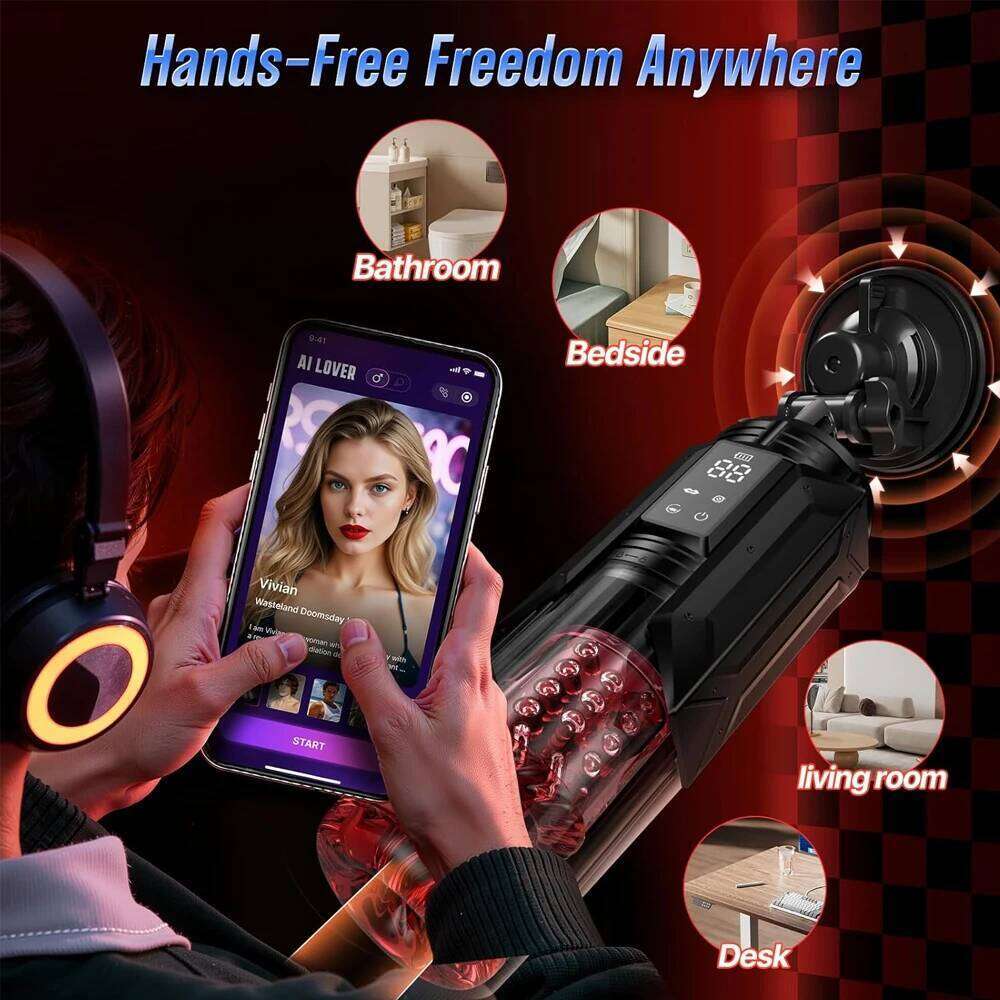 Male Masturbator Stroker with Sucking Thrusting Rotating & 7 Licking Adult Toys, Pocket Pussy Mens Toy Blowjob Sex Machine W260305