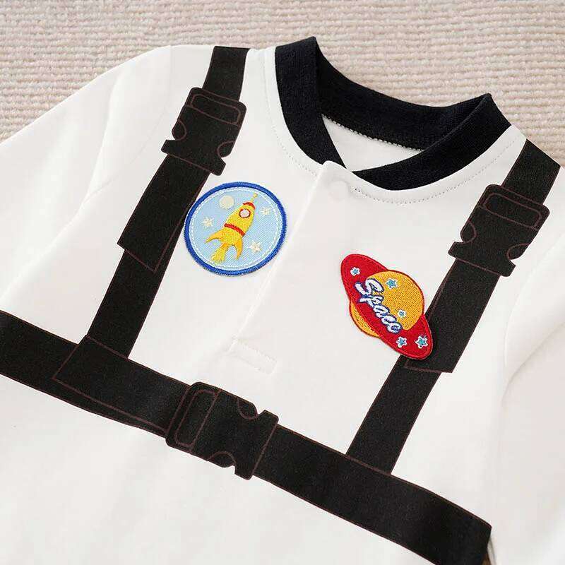 Newborn Baby Boy Long sleeves clothing 0-18 Months one-piece White cotton fashion for Astronaut Print Infant Casual Jumpsuit Z260306