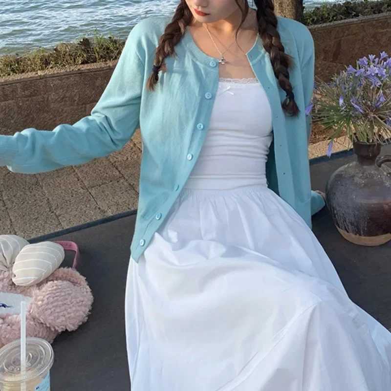 Womens Long Sleeve 2025 Cardigan O Neck Button Down Knit Lady Autumn Spring Knitted Single-breasted Cardigan Sweaters M260306