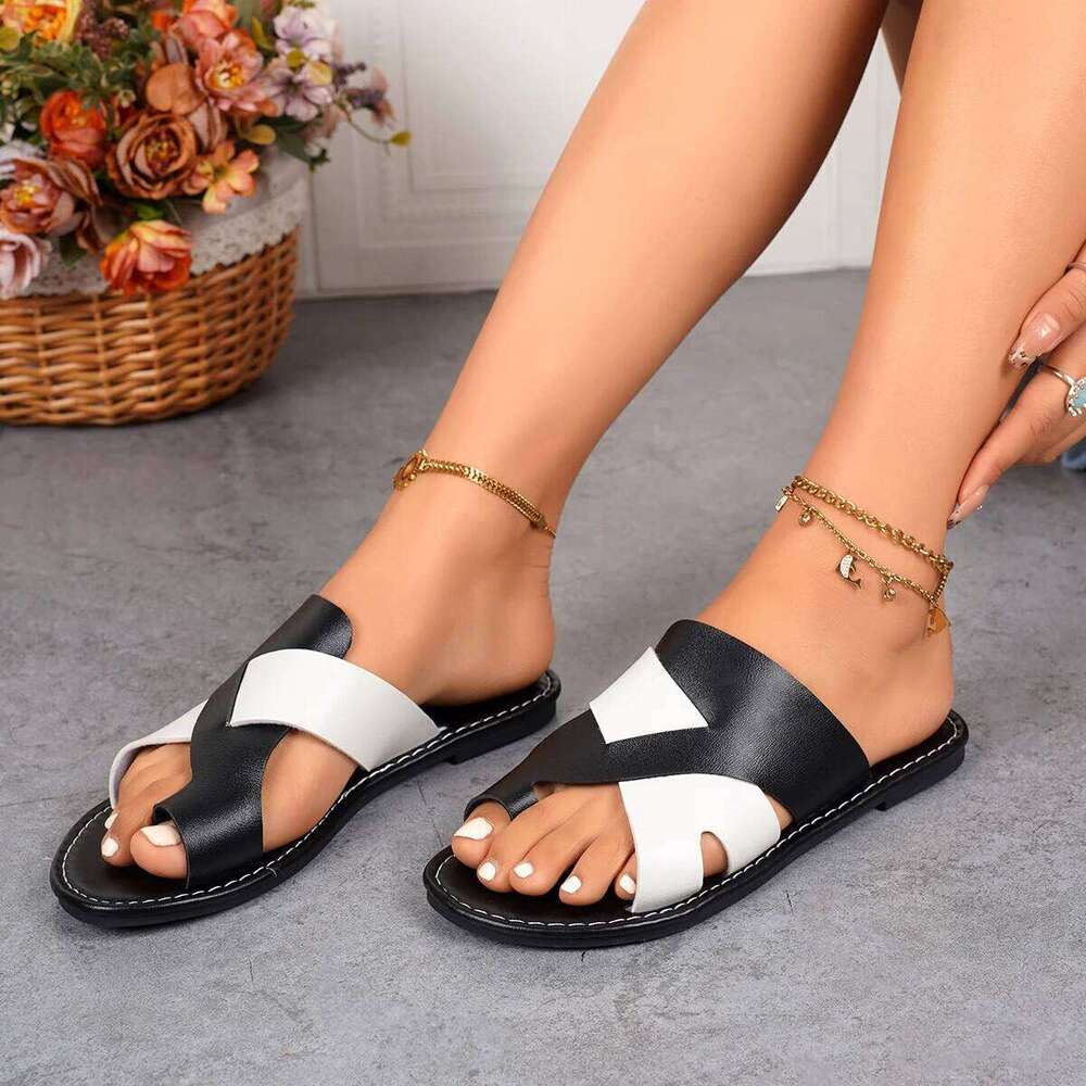 Woman's Rubber Flip Flops Flat Shoes Female Beige Heeled Sandals Big Size Slides Low Hawaiian Black Soft Beach Slippers