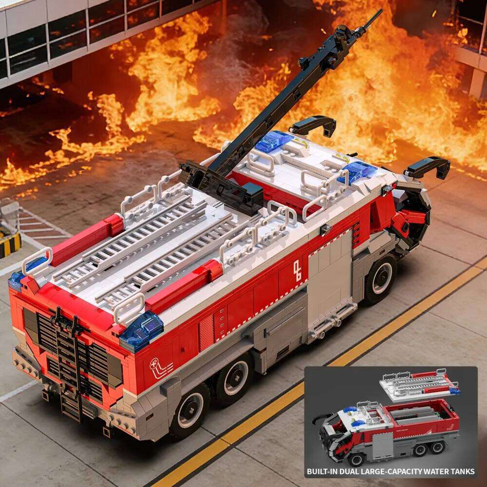 2776PCS Airport Fire Truck Building Block Rescue Vehicle Model Bricks Desktop Ornament Kids Educational DIY Toys Holiday Gifts Z260305